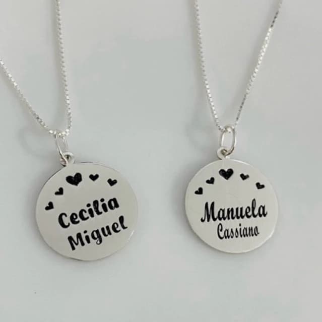 Colar Personalizado Medalha Nome em Prata 925 Legítima