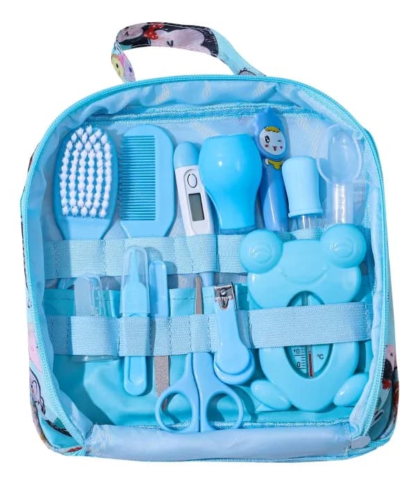 Kit Higiene Cuidados Saúde Bebê Recém Nascido 13pc Cor Azul