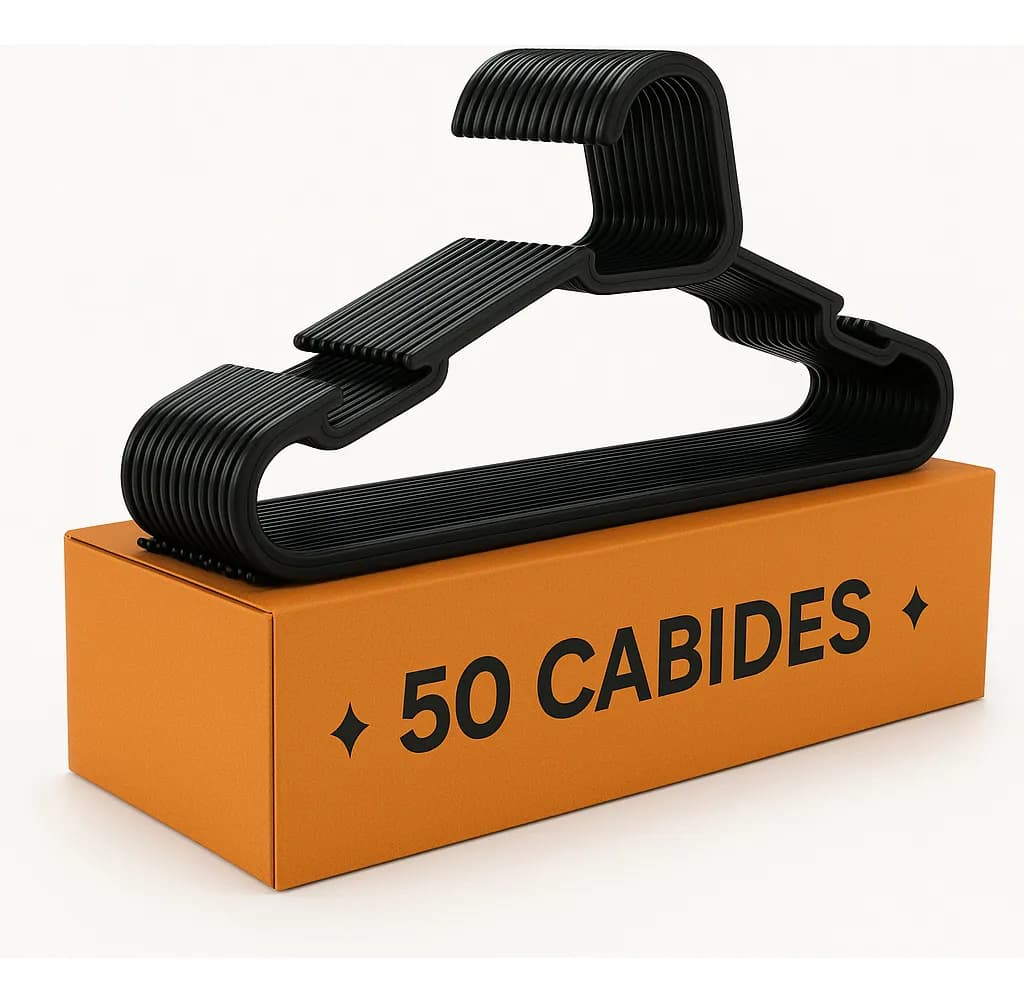 Kit 50 Cabide Adulto Preto Reforçado Organizador Combate