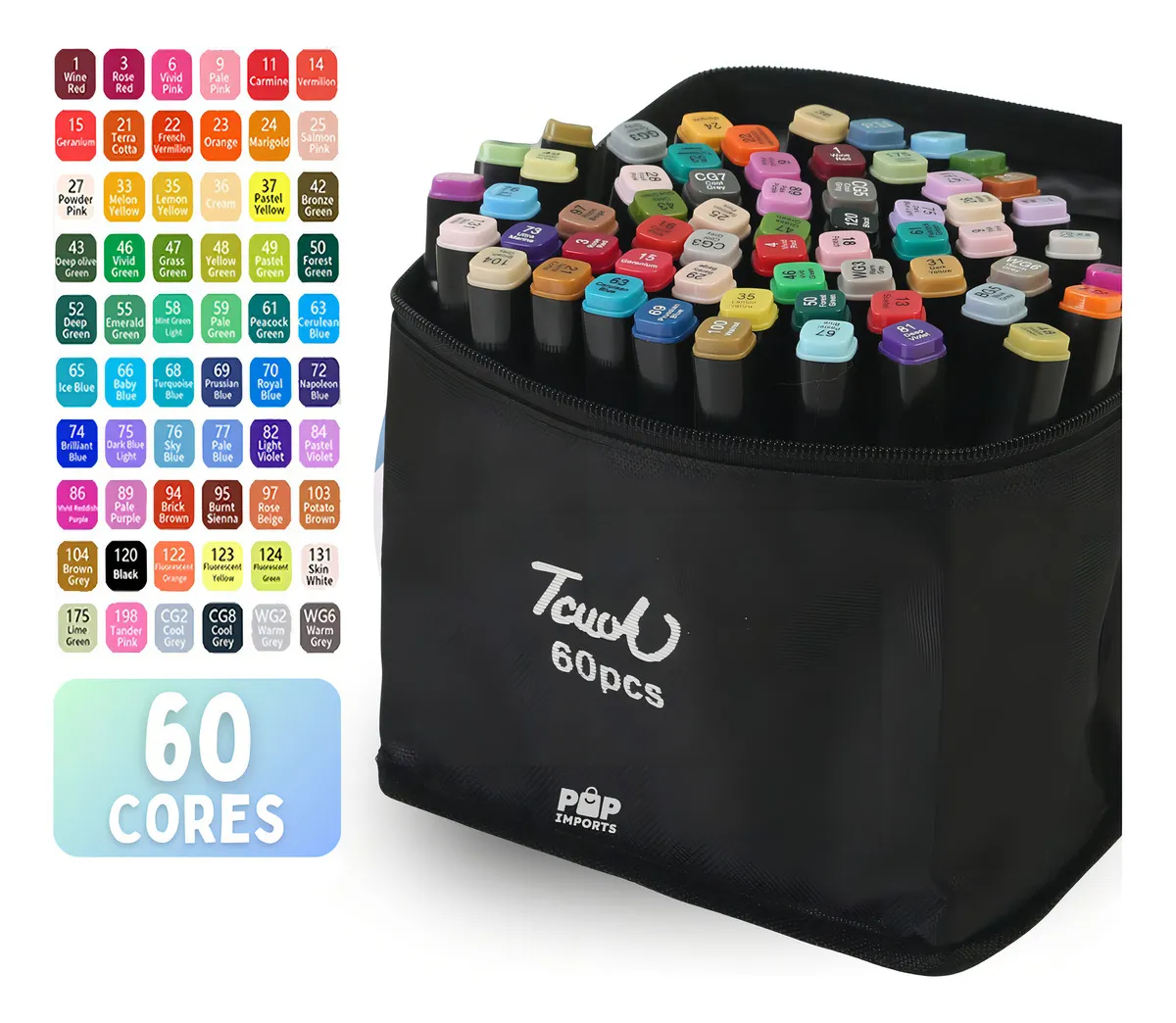 Canetinhas Touch Coloridas Caneta Marca Texto Ponta Dupla Estojo 60 Cores Kit Bolsa Estojo Para Colorir Conjunto Bolsa De Canetas Marcadores Permanente Pintura Desenho Profissional