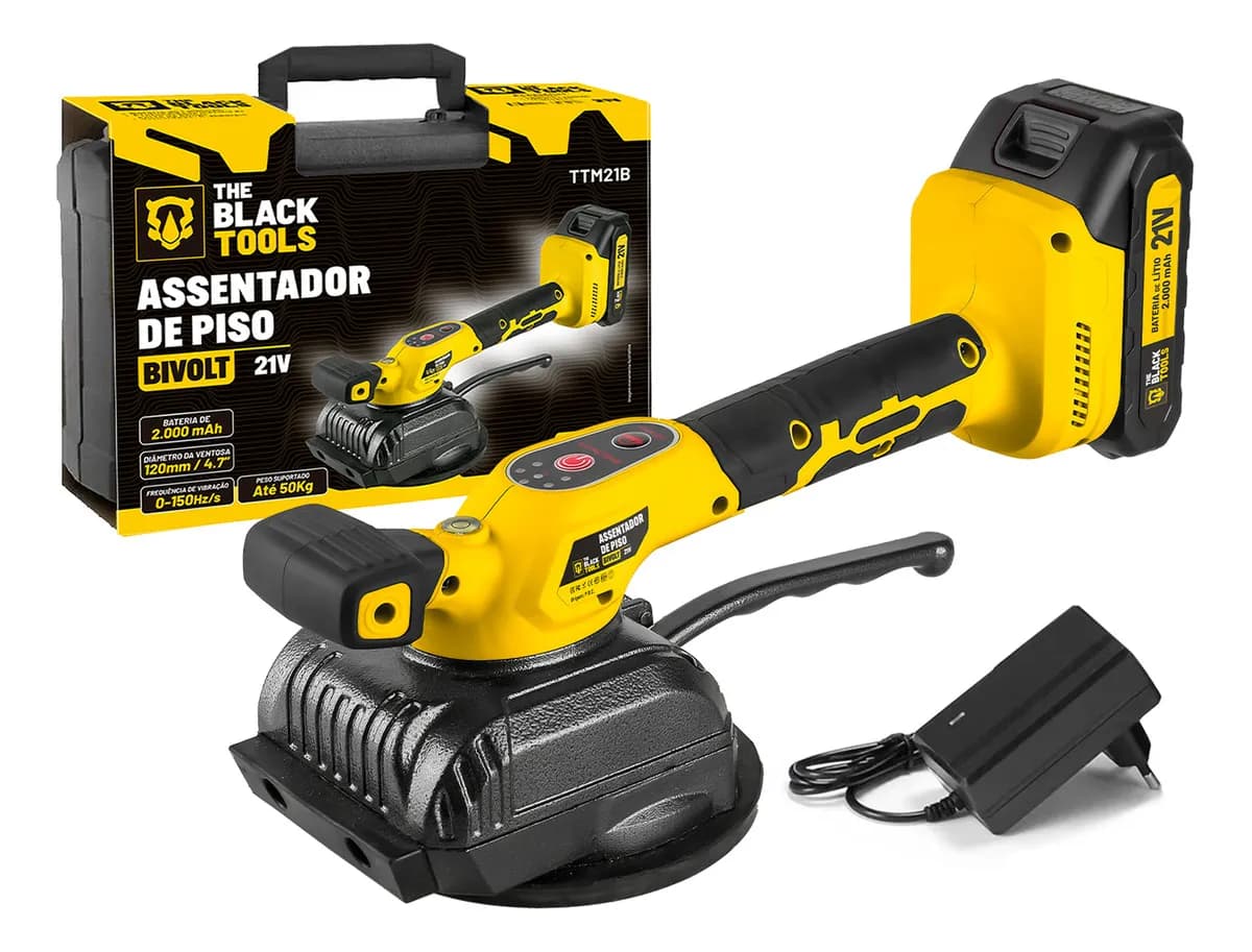 Maquina Assentar Pisos Porcelanatos Elétrica Com Ventosa Até 50kg A Bateria 21v Ttm21b The Black Tools
