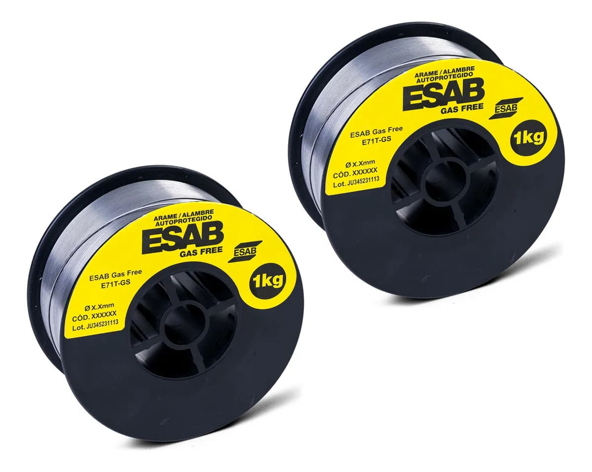 Arame Solda Mig Uso Sem Gás 0,8mm 1kg Kit 2un Esab Gas Free