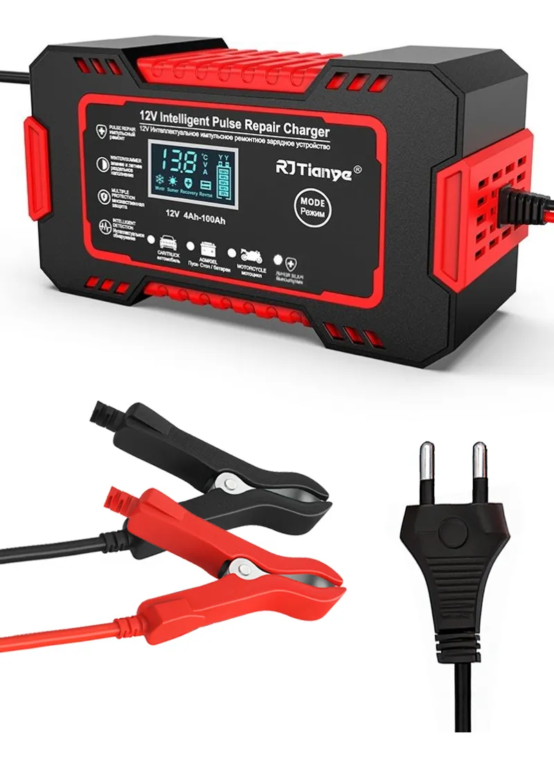 Carregador Inteligente De Bateria Automotiva 12v 6a Recupera Baterias 4ah A 100ah Carro Moto Lancha Jetski Caminhão Proteção Contra Curto Polaridade Invertida Sobrecarga Rápido Seguro Davely