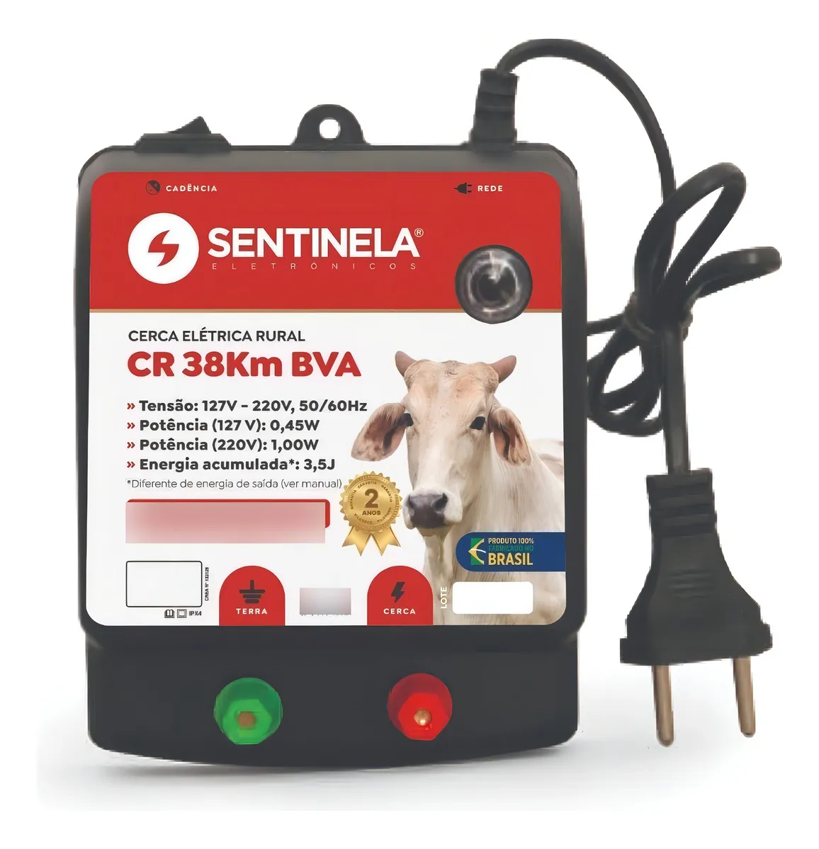 Eletrificador Cerca Elétrica Rural 38km Sentinela automaticamente