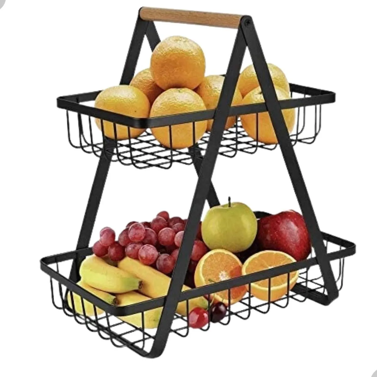 Fruteira De Mesa Organizador De Frutas Cesto Metal Aramado Cor Preto