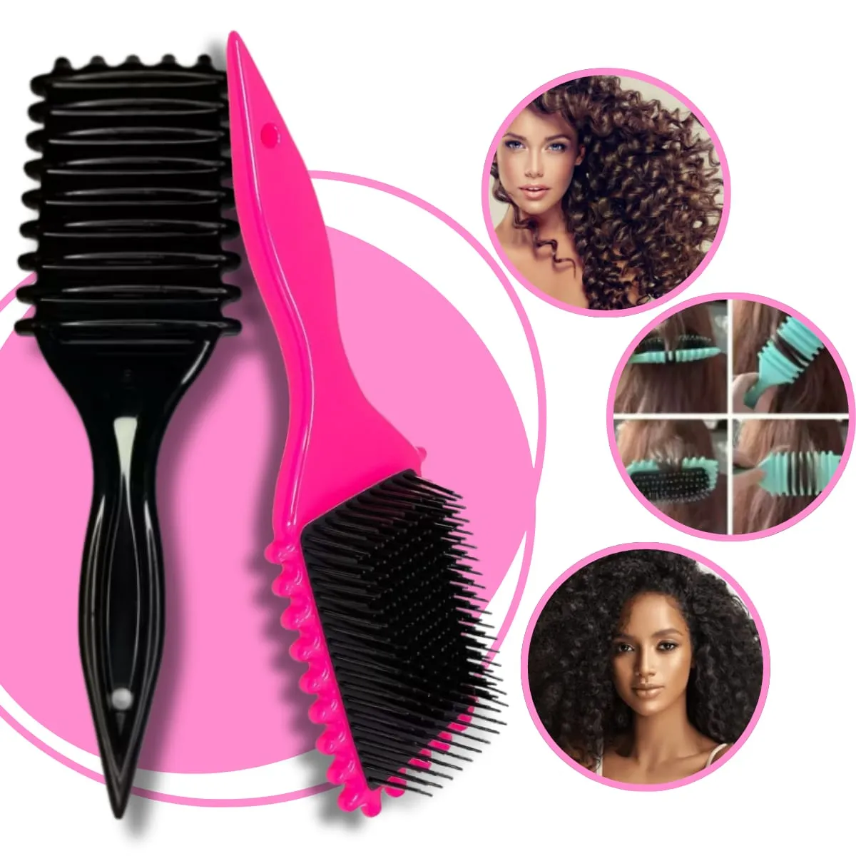 Escova Gringa Fitagem Raquete Cabelo Cacheado Definidora Modeladora Cacho Profissional Mariazinha