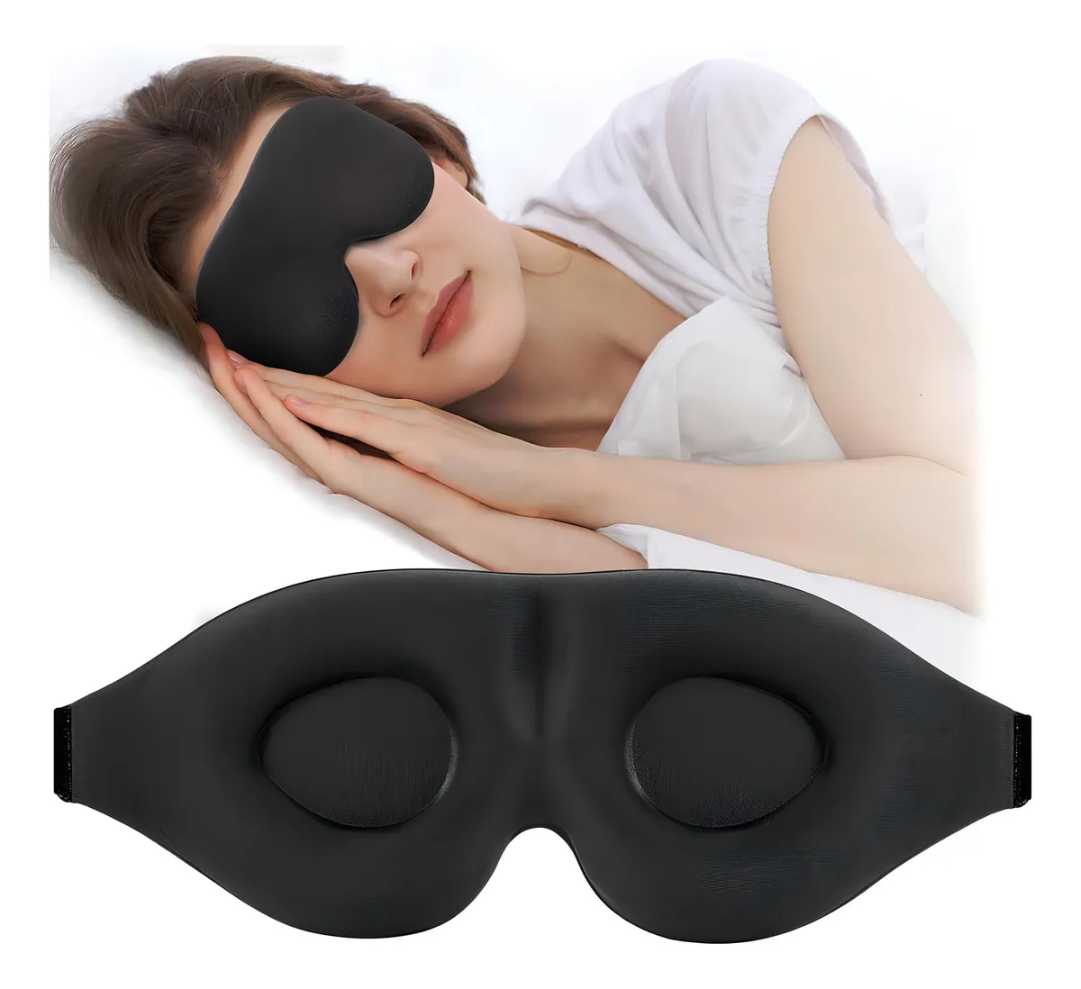 Mascara De Dormir Tapa Olho Para Dormir Viagem 3d Blackout Espuma Macia E Confortável Preto
