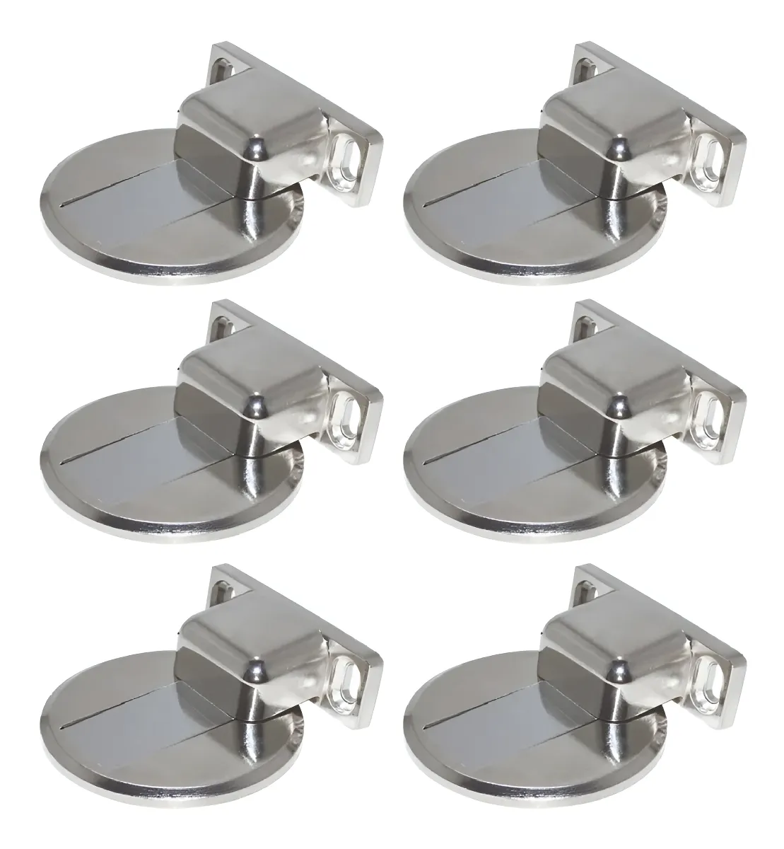 6 Prendedor De Porta Magnético Renna Aço Cromado Adesivo 3m Forma Redondo