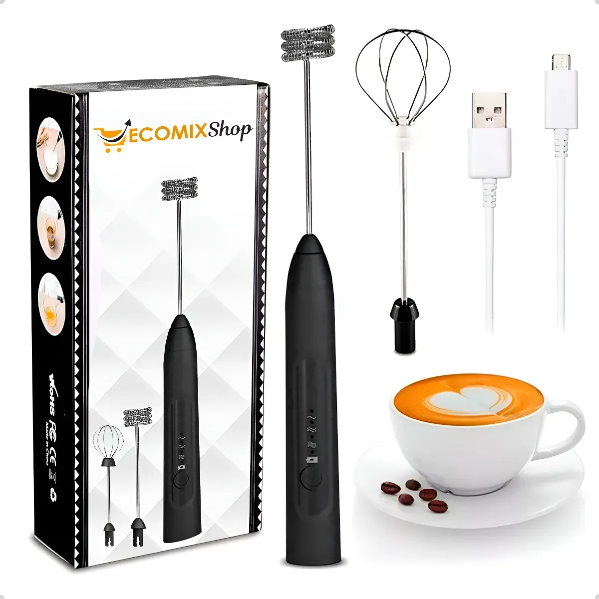 Mini Mixer Elétrico Misturador De Bebidas 2 Em 1 Portátil Fue Recarregável Mexedor De Ovos Whey Leite Café Espuma Shake Drinks Capuccino E Várias Bebidas Homeroarte