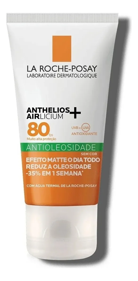 Protetor Solar Facial Antioleosidade FPS80 Controle de Oleosidade Efeito Matte Cobertura Uniforme Toque Seco Sem Cor Anthelios Airlicium La Roche-Posay 40g